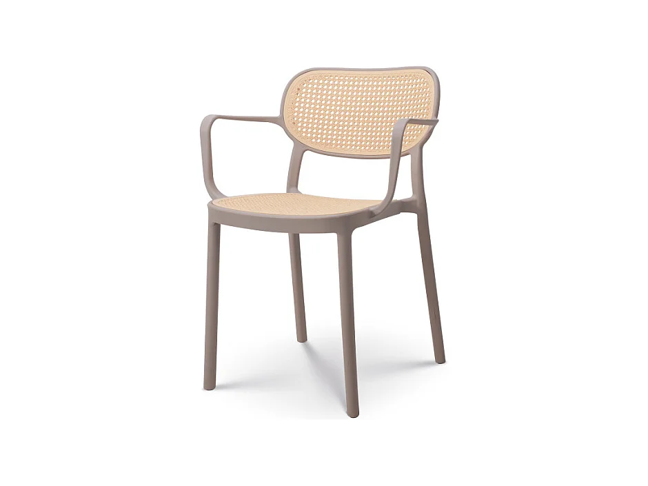 Chaise de salle à manger Beige style vintage avec accoudoirs