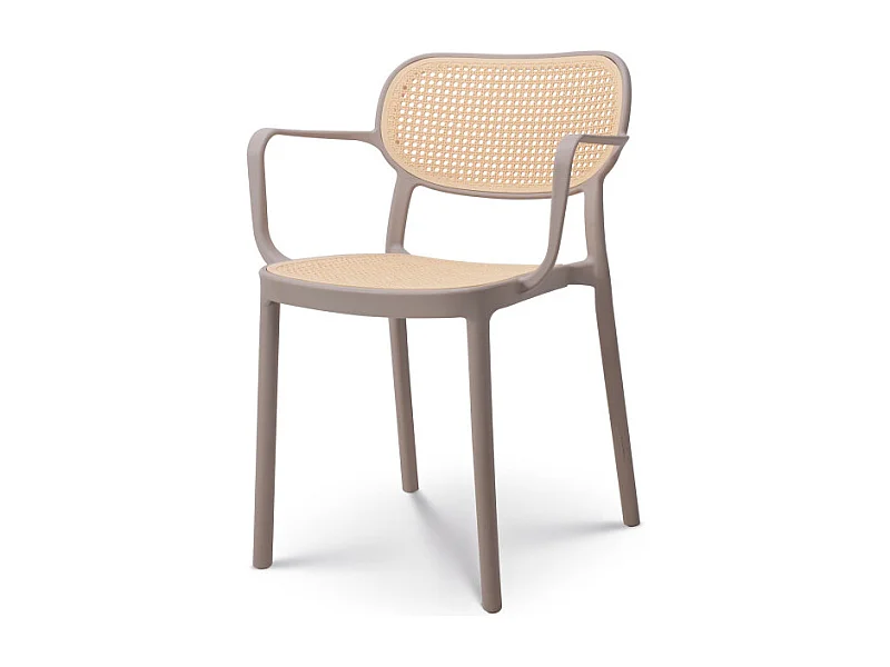 Chaise de salle à manger Beige style vintage avec accoudoirs