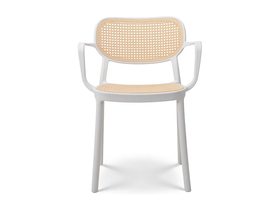 Chaise de salle à manger blanche style vintage avec accoudoirs