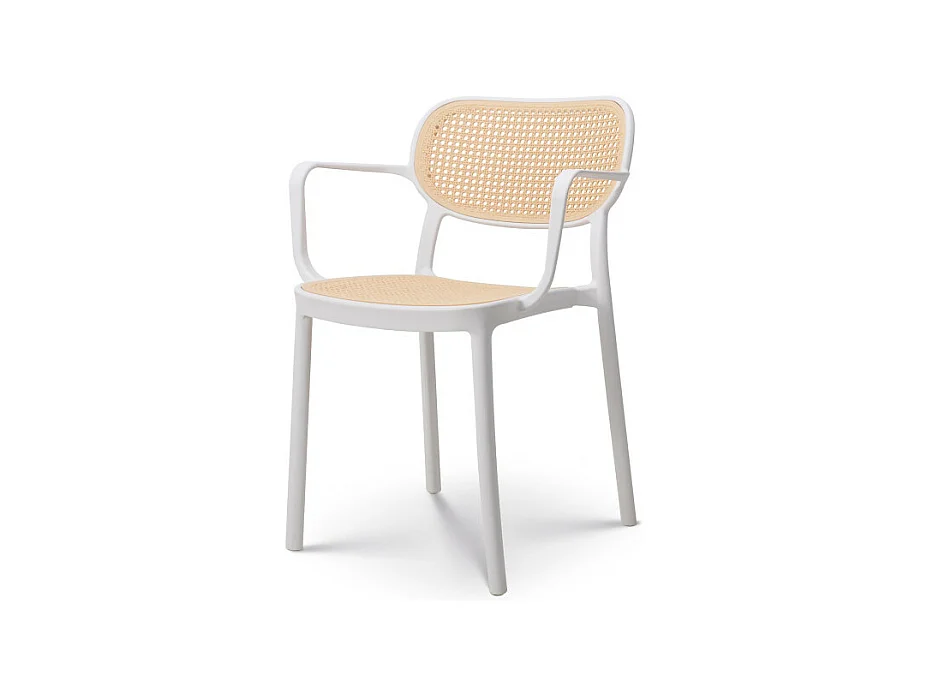 Chaise de salle à manger blanche style vintage avec accoudoirs