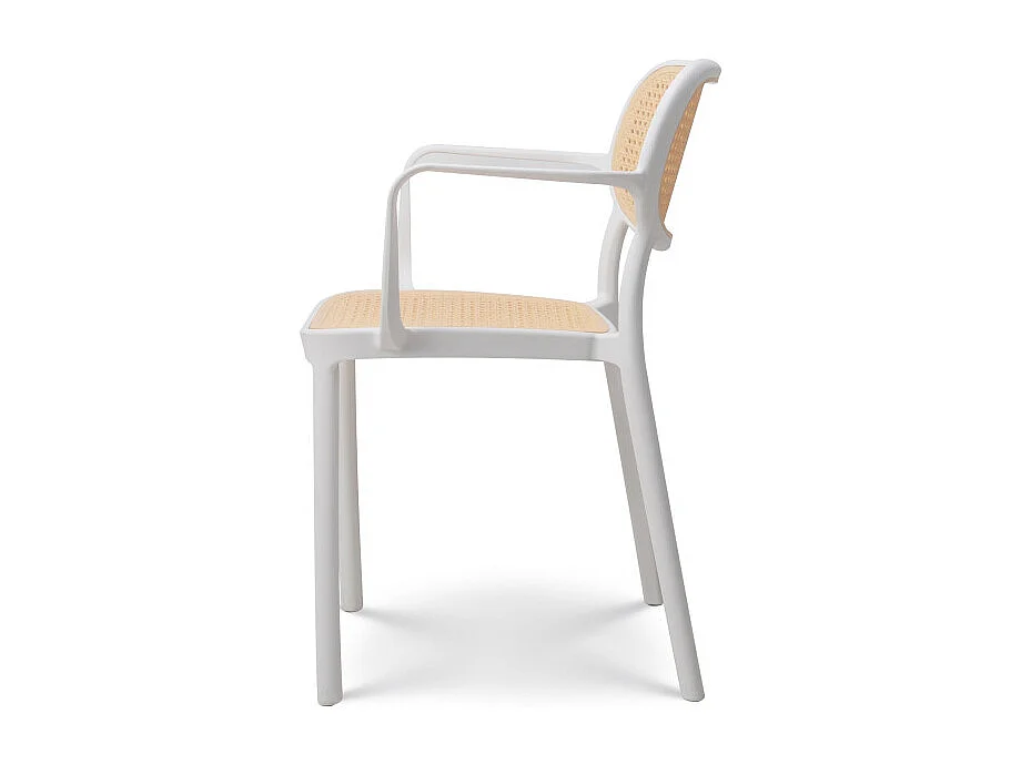 Chaise de salle à manger blanche style vintage avec accoudoirs