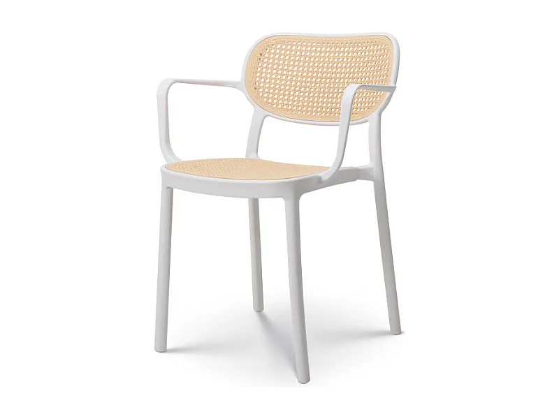 Chaise de salle à manger blanche style vintage avec accoudoirs