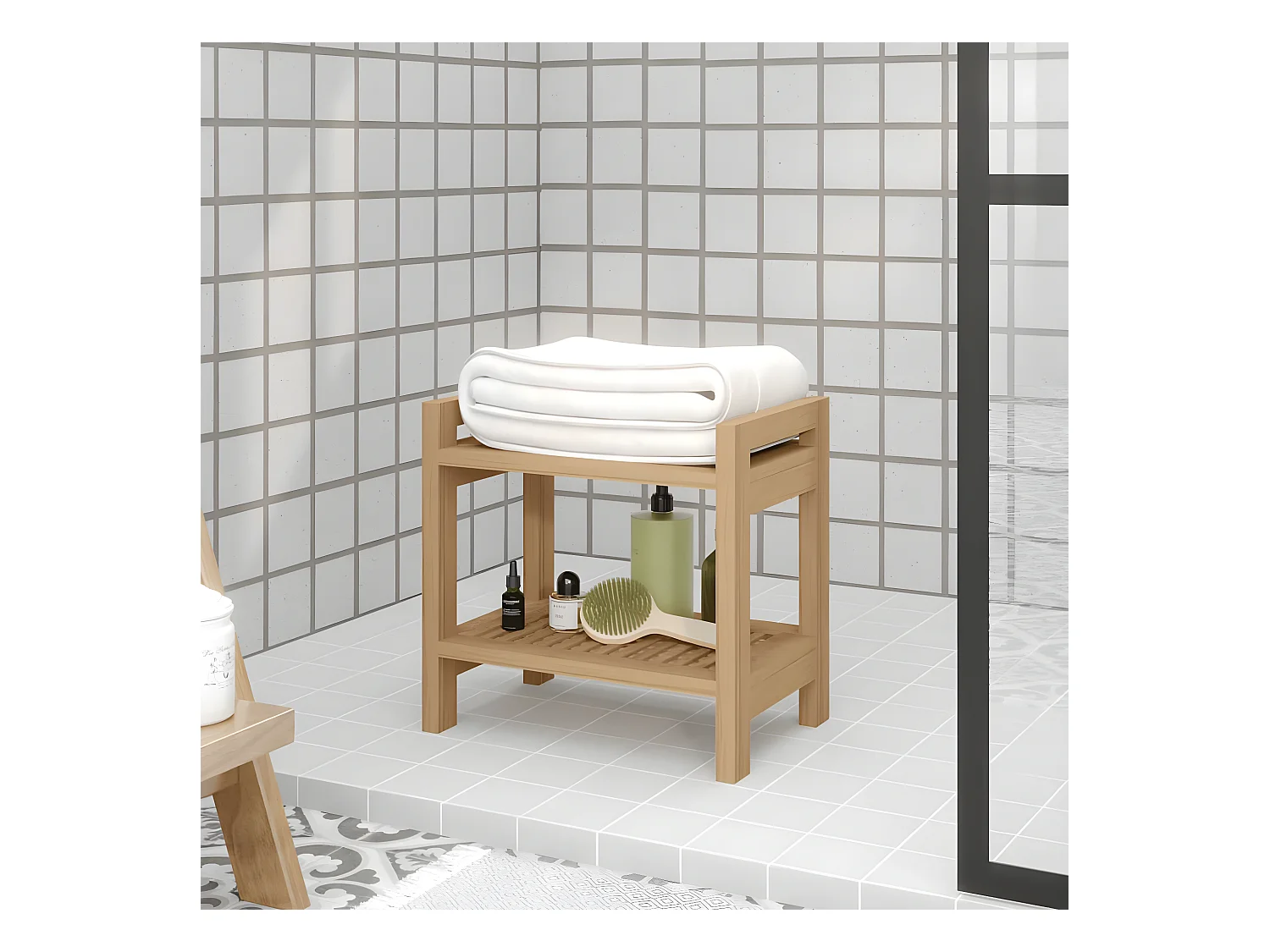 Banc de douche 45x30x45 cm Bois massif de teck