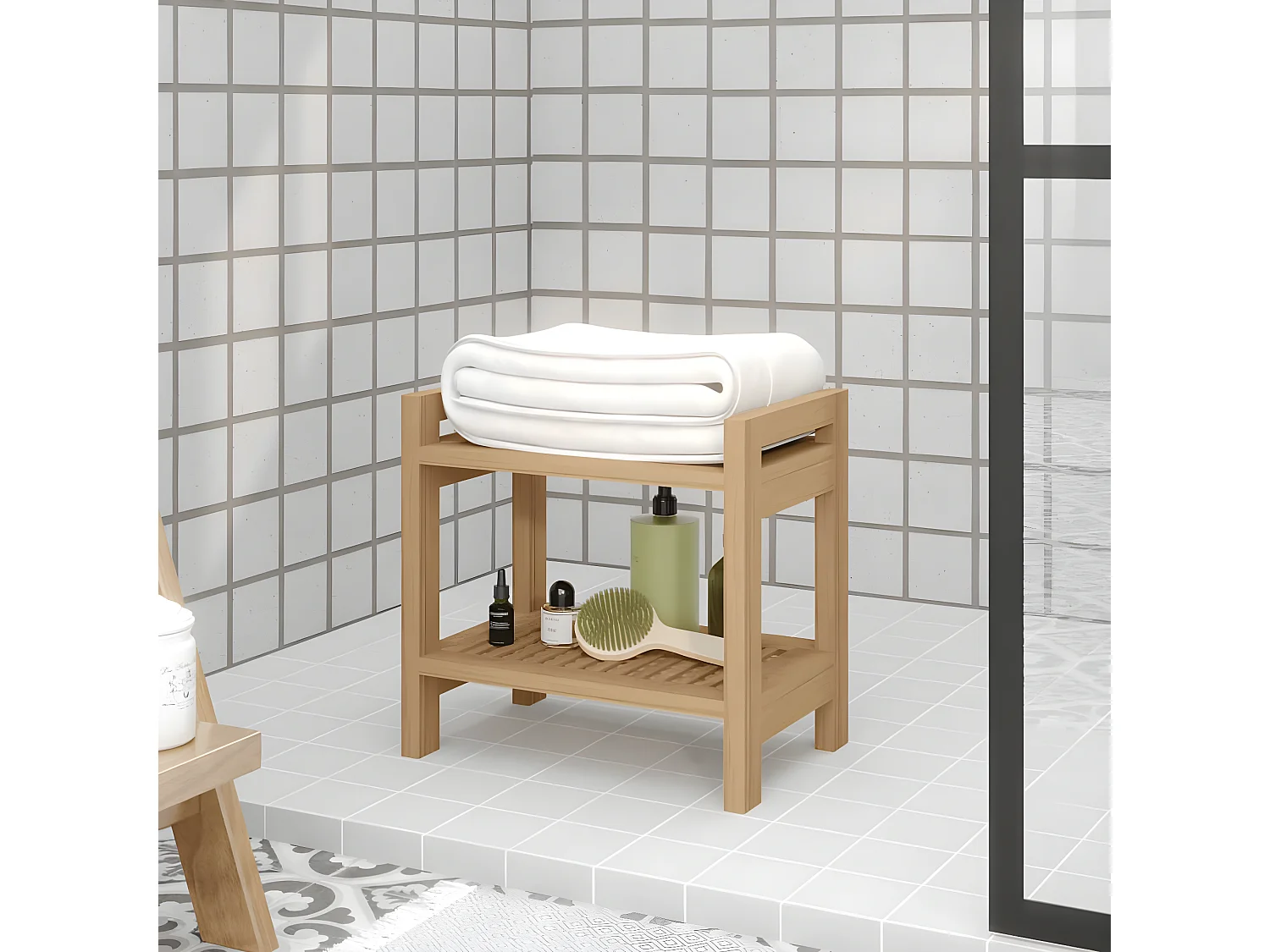 Banc de douche 45x30x45 cm Bois massif de teck