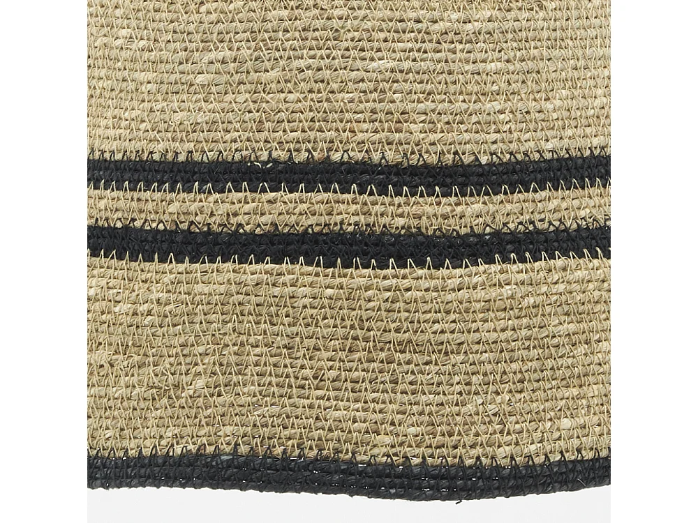 Suspension cloche en jonc naturel et noir