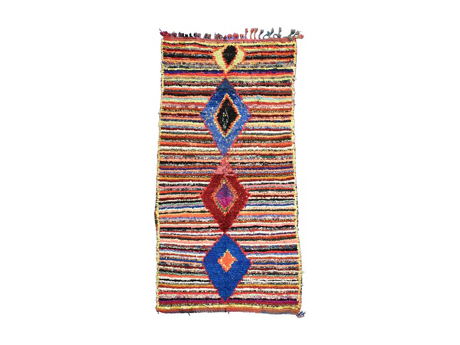 Authentique tapis berbère 135x250 fait main en tissu recyclé multicolore ERFOUD 11