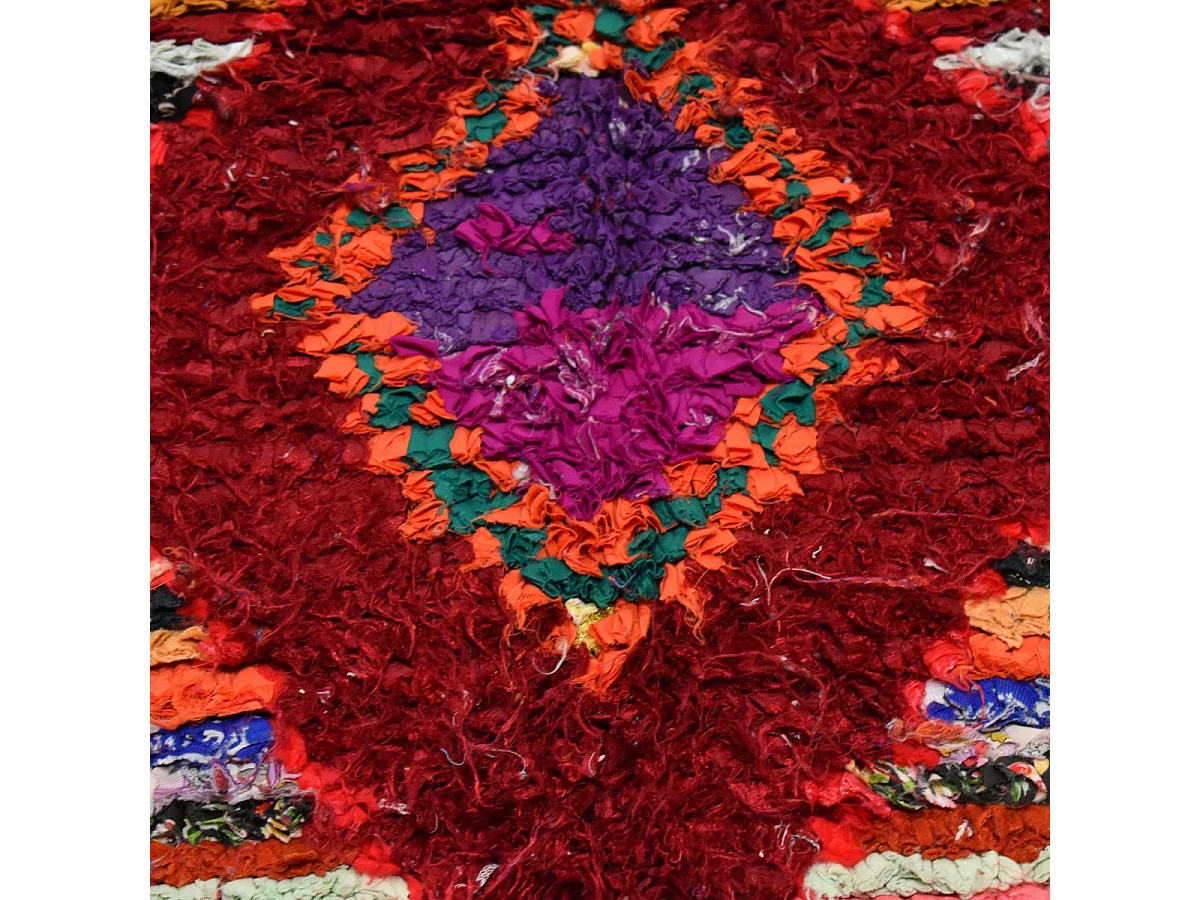 Authentique tapis berbère 135x250 fait main en tissu recyclé multicolore ERFOUD 11