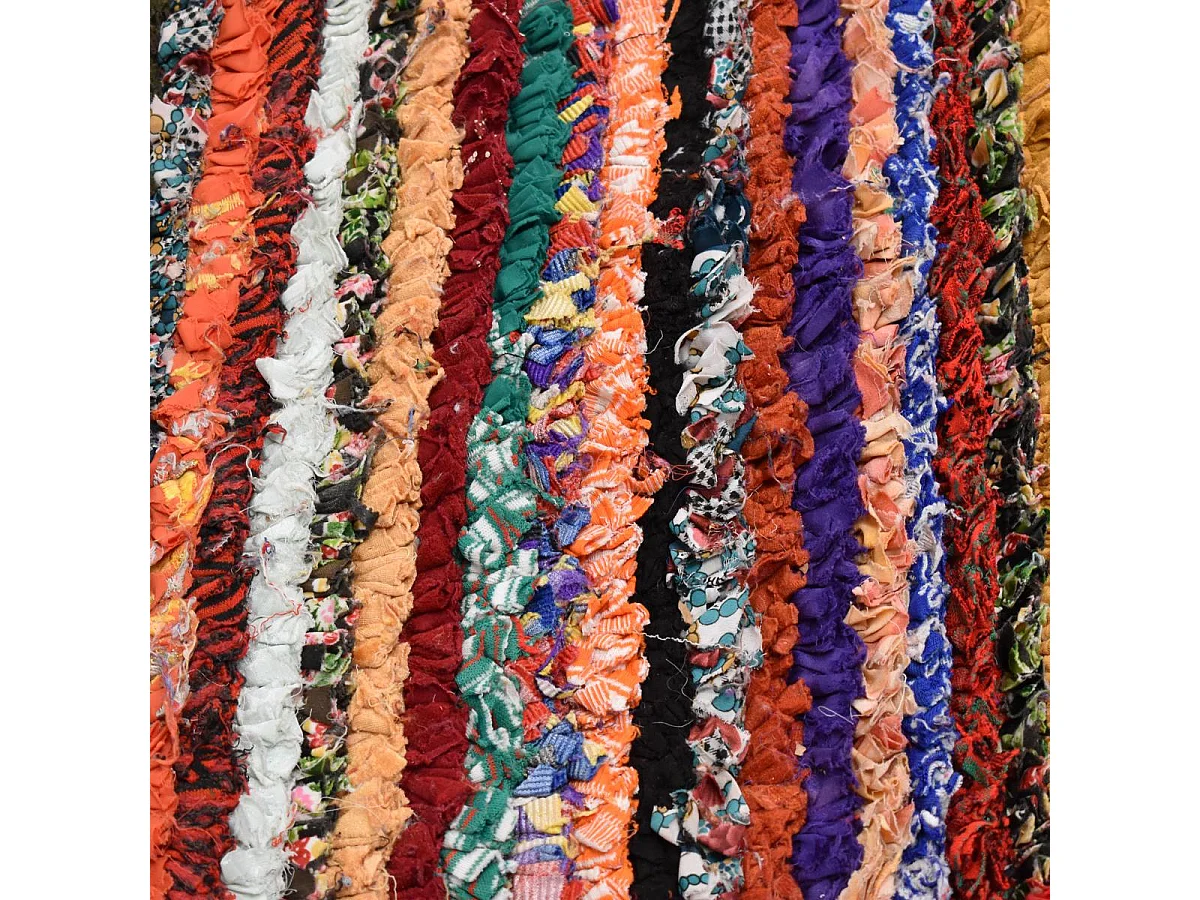 Authentique tapis berbère 135x250 fait main en tissu recyclé multicolore ERFOUD 11