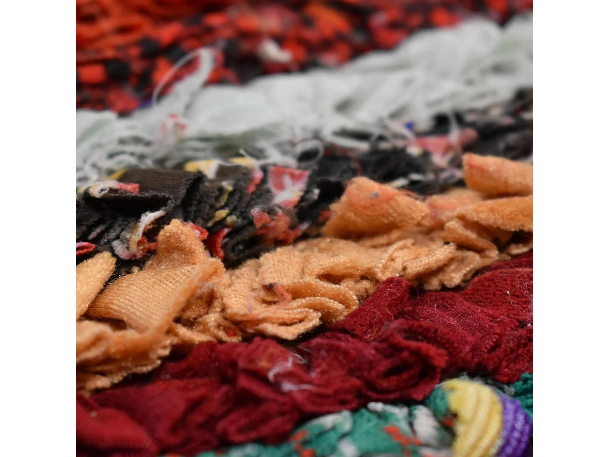 Authentique tapis berbère 135x250 fait main en tissu recyclé multicolore ERFOUD 11