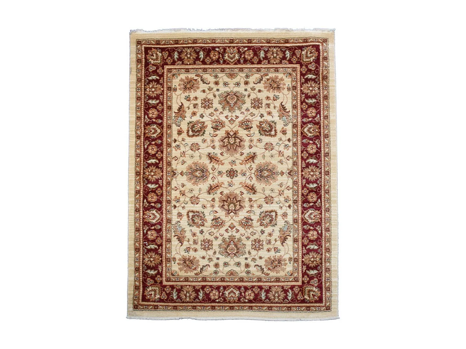 Tapis orient 120x180 rectangle rouge et beige tissé motifs orientaux CHOBAY A