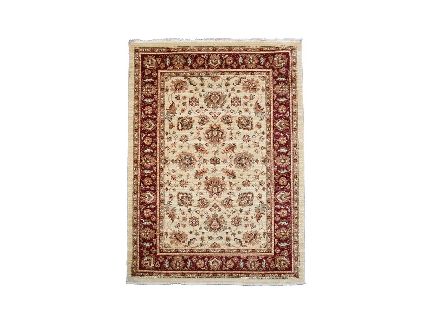 Tapis orient 120x180 rectangle rouge et beige tissé motifs orientaux CHOBAY A