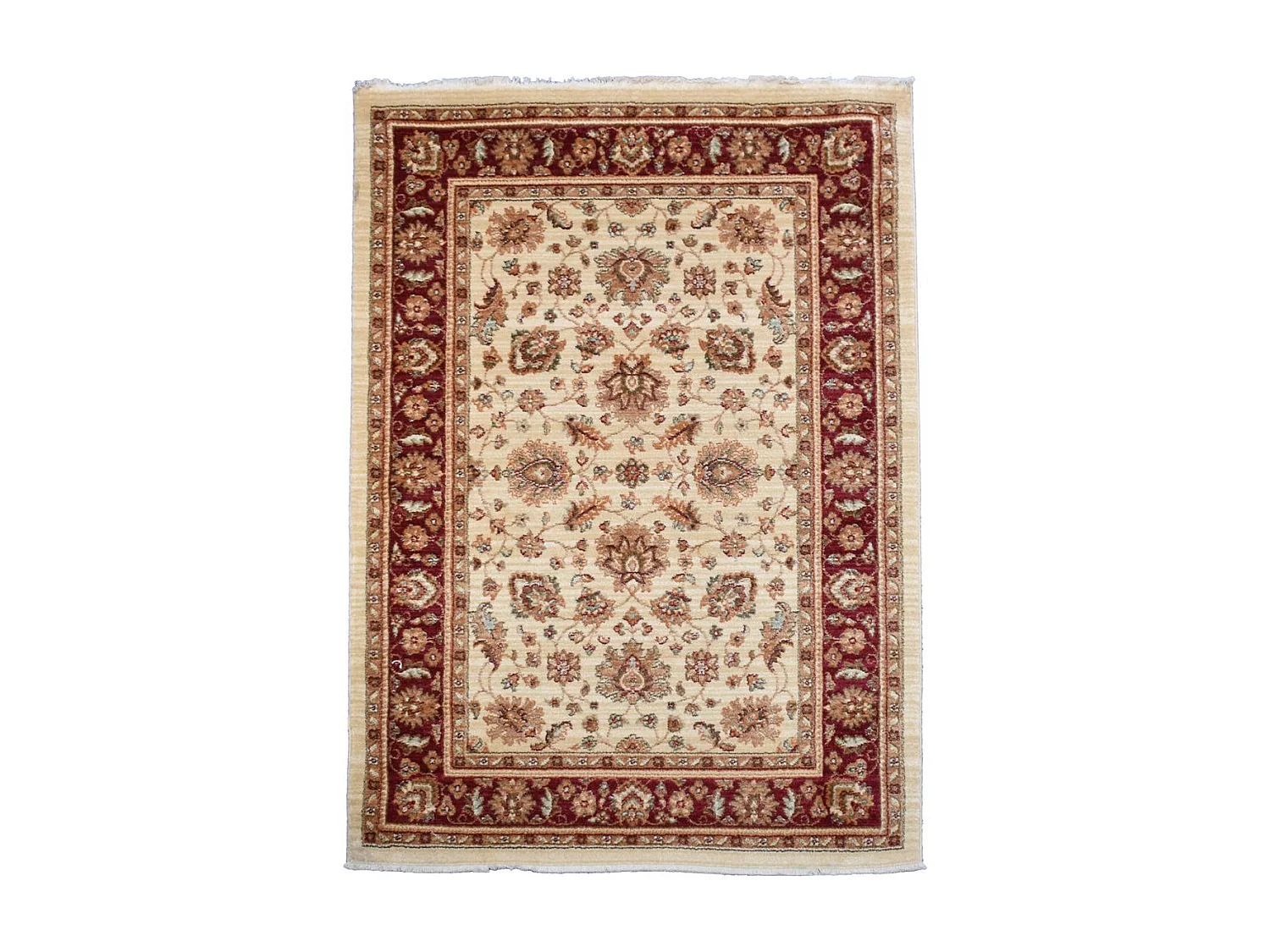 Tapis orient 120x180 rectangle rouge et beige tissé motifs orientaux CHOBAY A