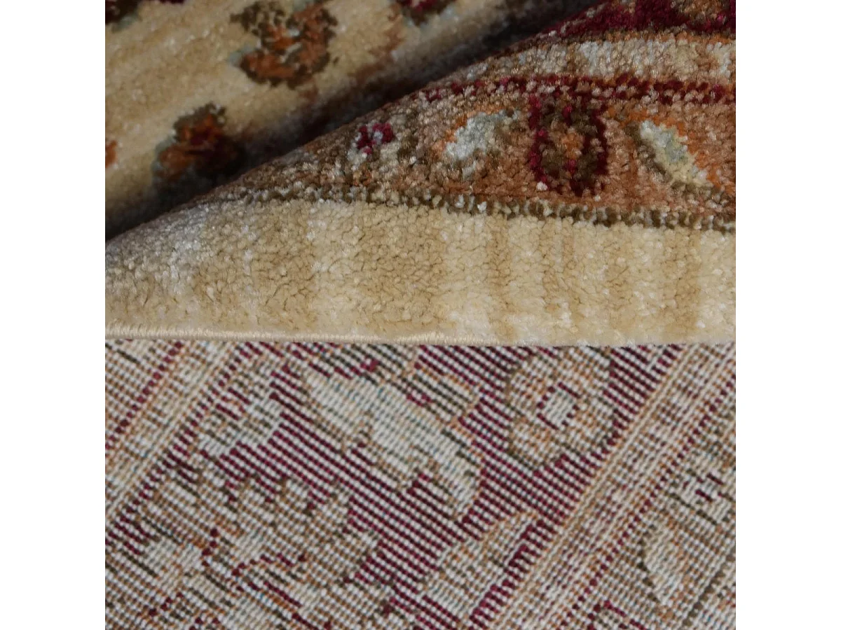 Tapis orient 120x180 rectangle rouge et beige tissé motifs orientaux CHOBAY A