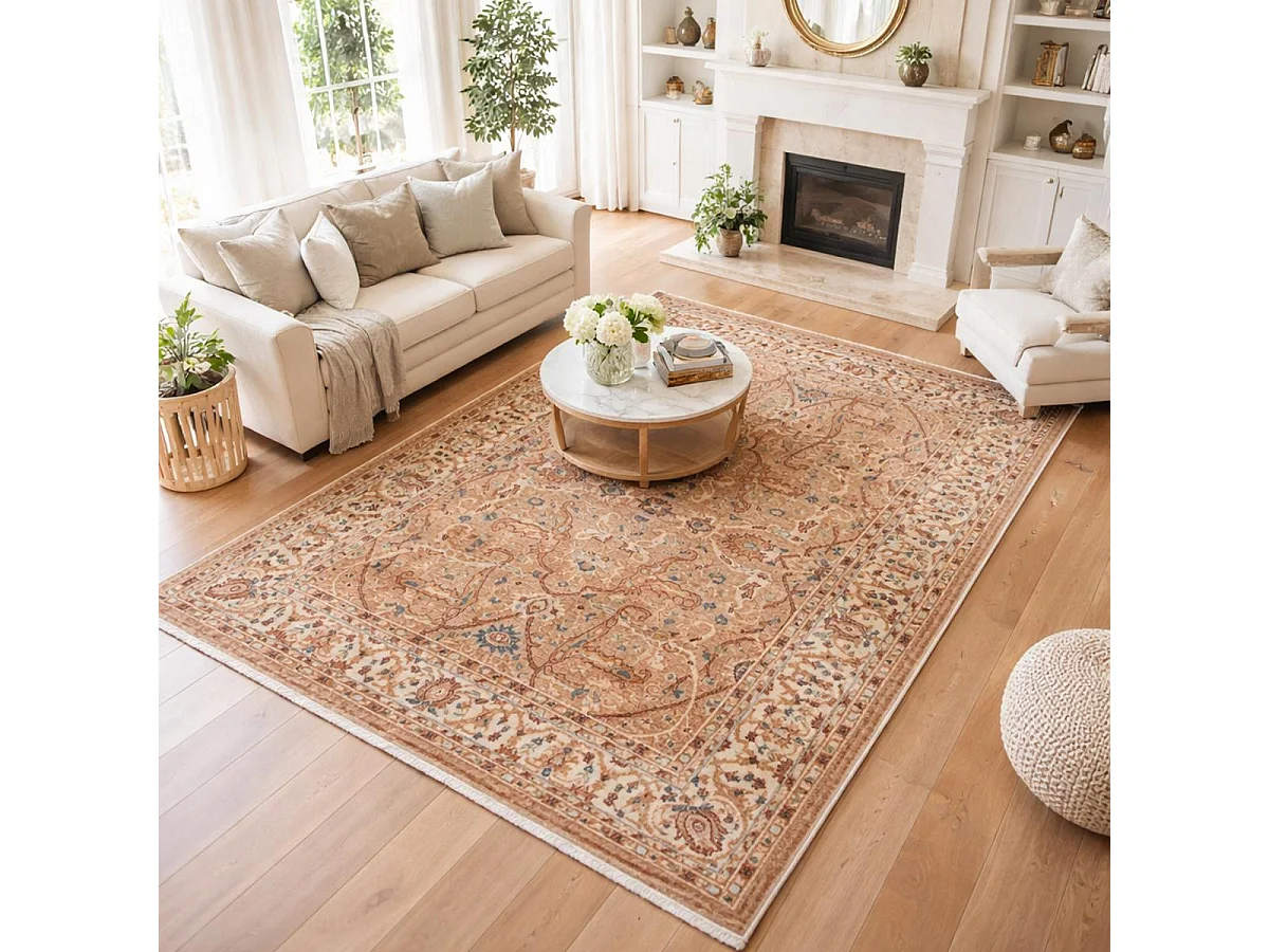 Tapis orient 120x180 rectangle crème tissé motifs orientaux CHOBAY AB