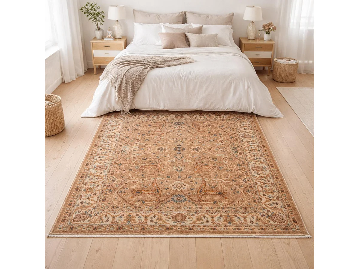 Tapis orient 120x180 rectangle crème tissé motifs orientaux CHOBAY AB