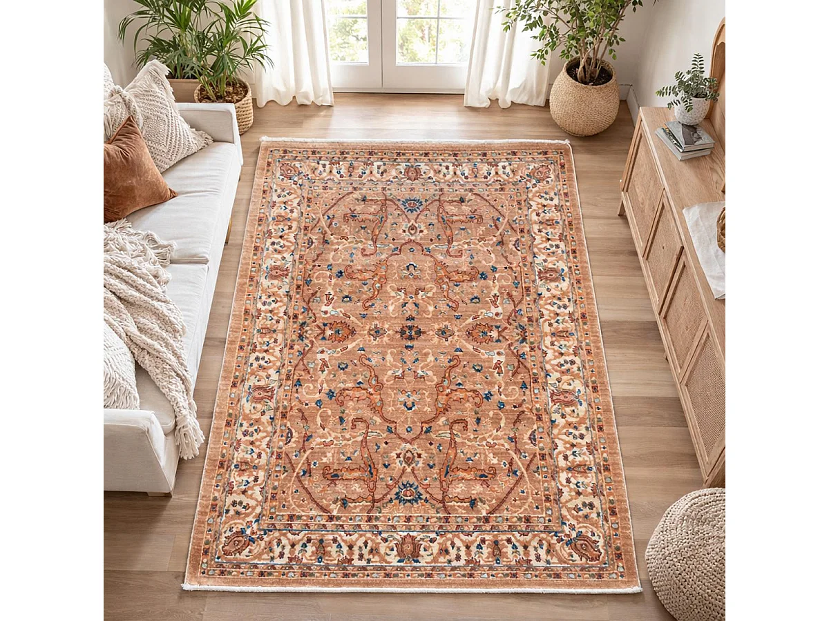 Tapis orient 120x180 rectangle crème tissé motifs orientaux CHOBAY AB