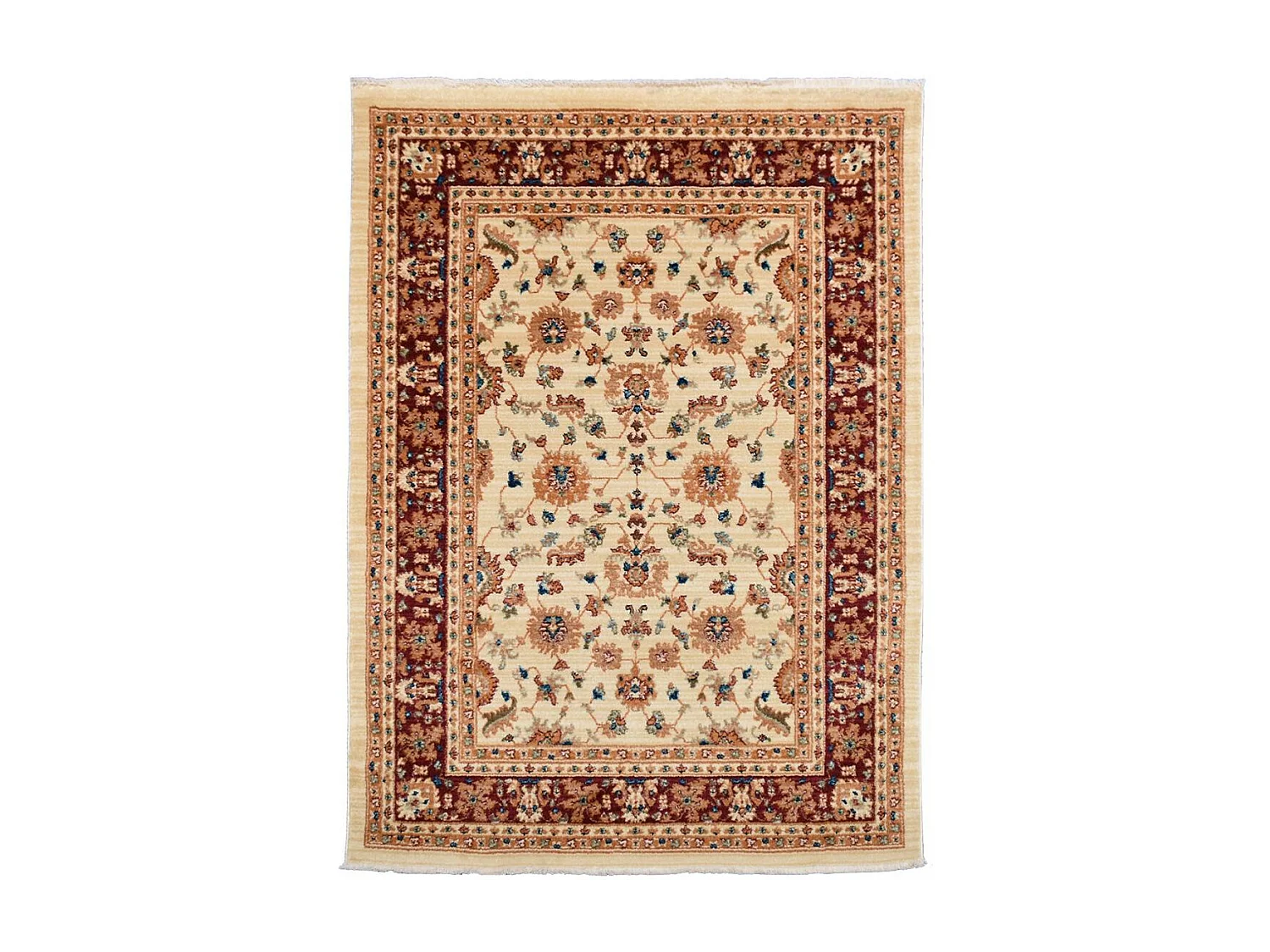 Tapis orient 120x180 rectangle beige et rouge tissé motifs orientaux CHOBAY G