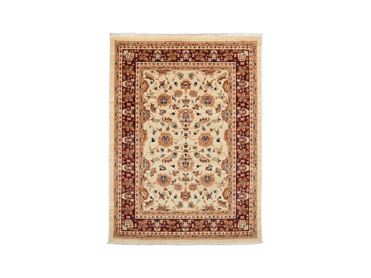 Tapis orient 120x180 rectangle beige et rouge tissé motifs orientaux CHOBAY G
