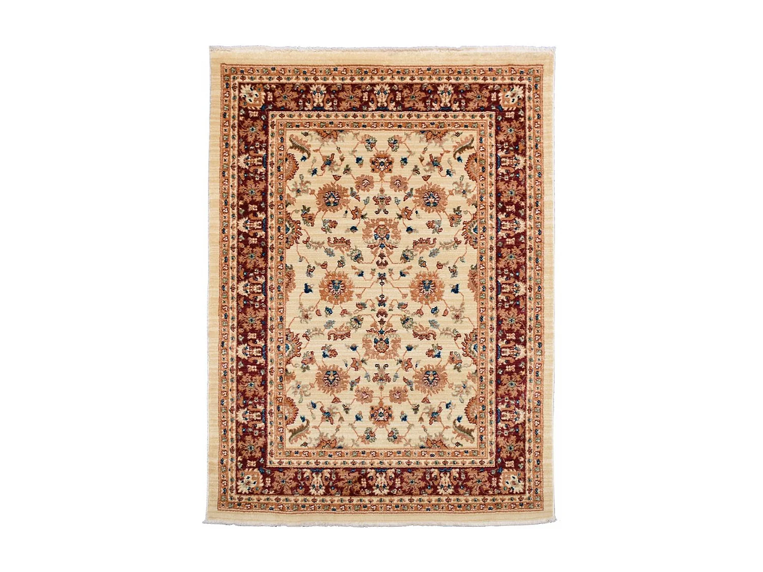 Tapis orient 120x180 rectangle beige et rouge tissé motifs orientaux CHOBAY G