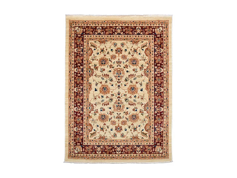 Tapis orient 120x180 rectangle beige et rouge tissé motifs orientaux CHOBAY G