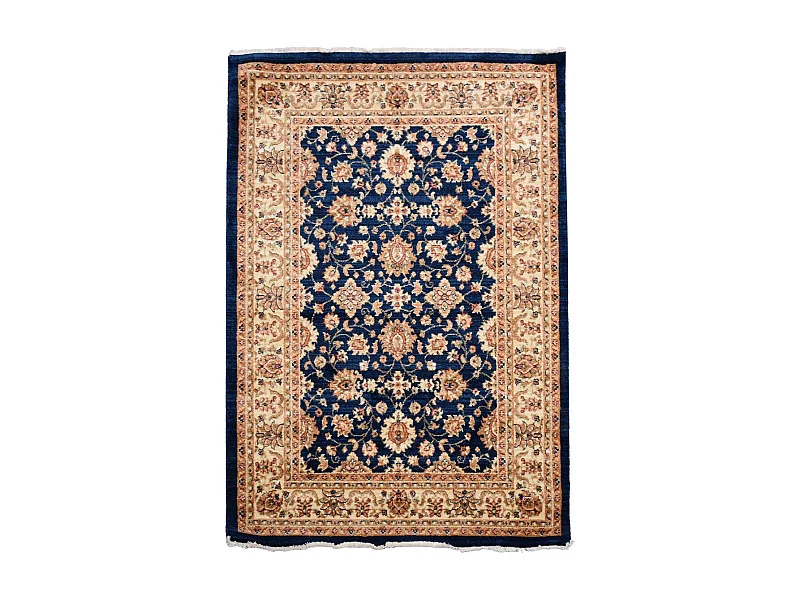 Tapis orient 120x180 rectangle bleu et beige tissé motifs orientaux CHOBAY AC