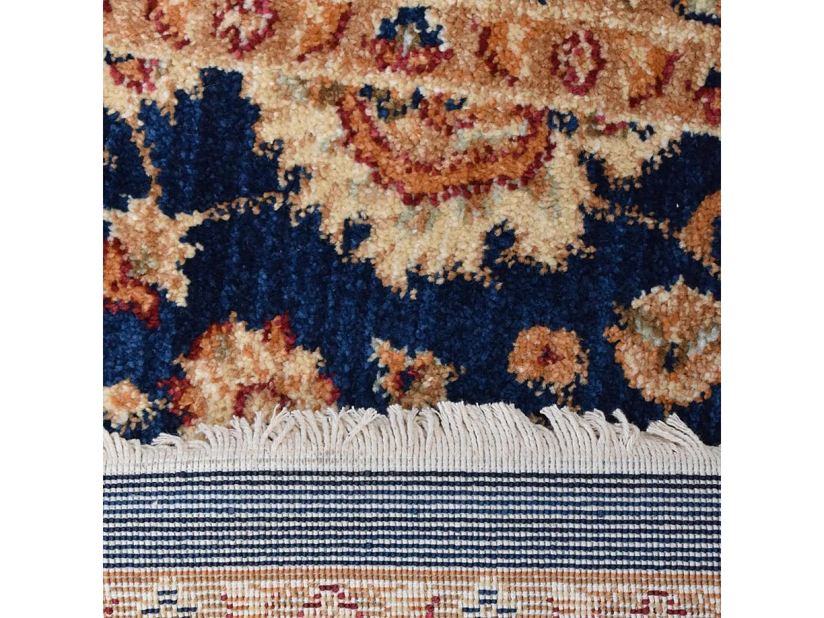 Tapis orient 120x180 rectangle bleu et beige tissé motifs orientaux CHOBAY AC