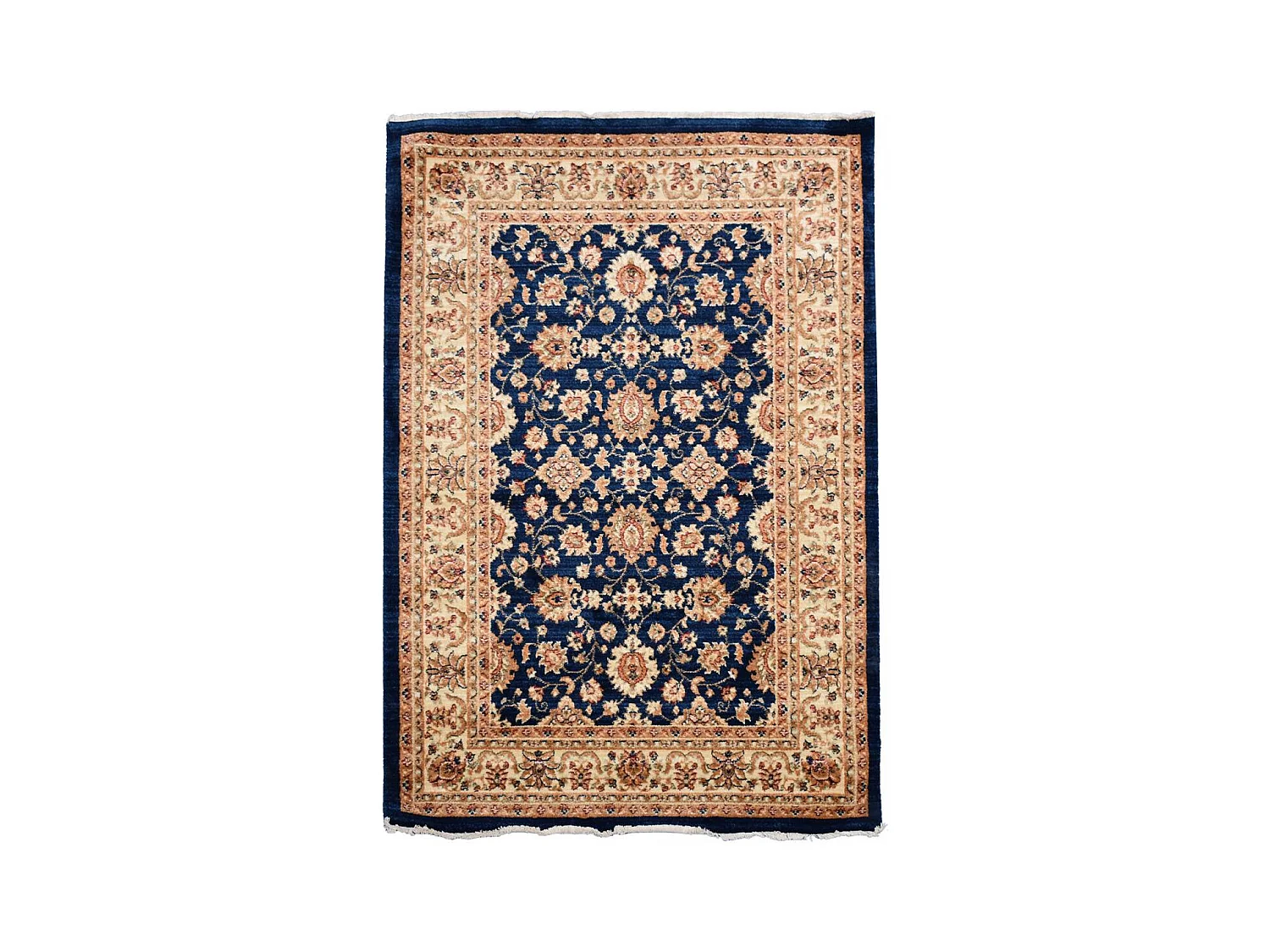 Tapis orient 120x180 rectangle bleu et beige tissé motifs orientaux CHOBAY AC