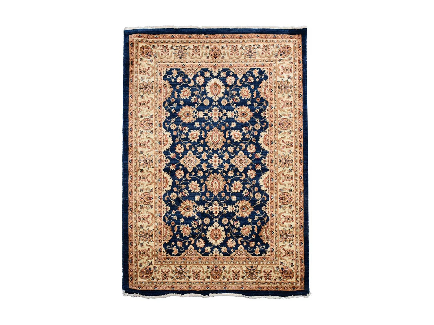 Tapis orient 120x180 rectangle bleu et beige tissé motifs orientaux CHOBAY AC