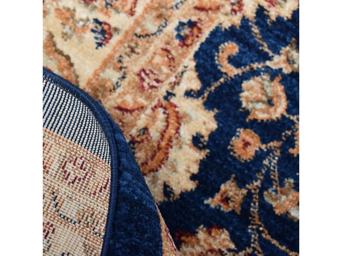 Tapis orient 120x180 rectangle bleu et beige tissé motifs orientaux CHOBAY AC