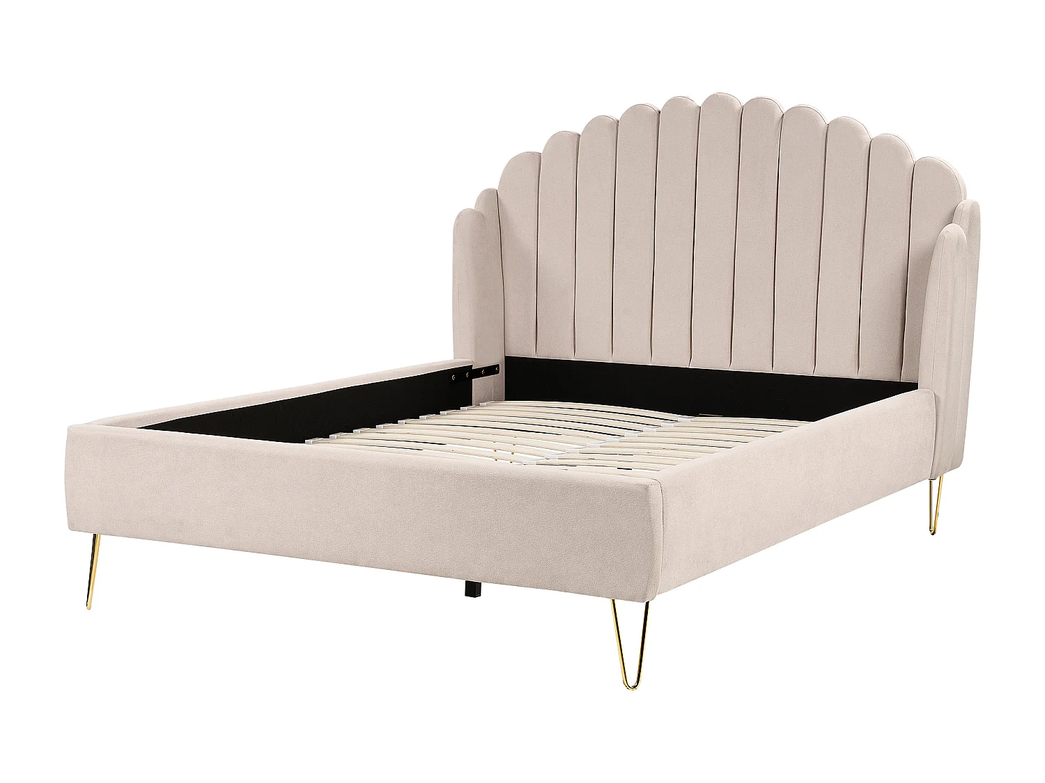 Lit avec sommier Tissu AMBILLOU 140 x 200 cm Beige clair