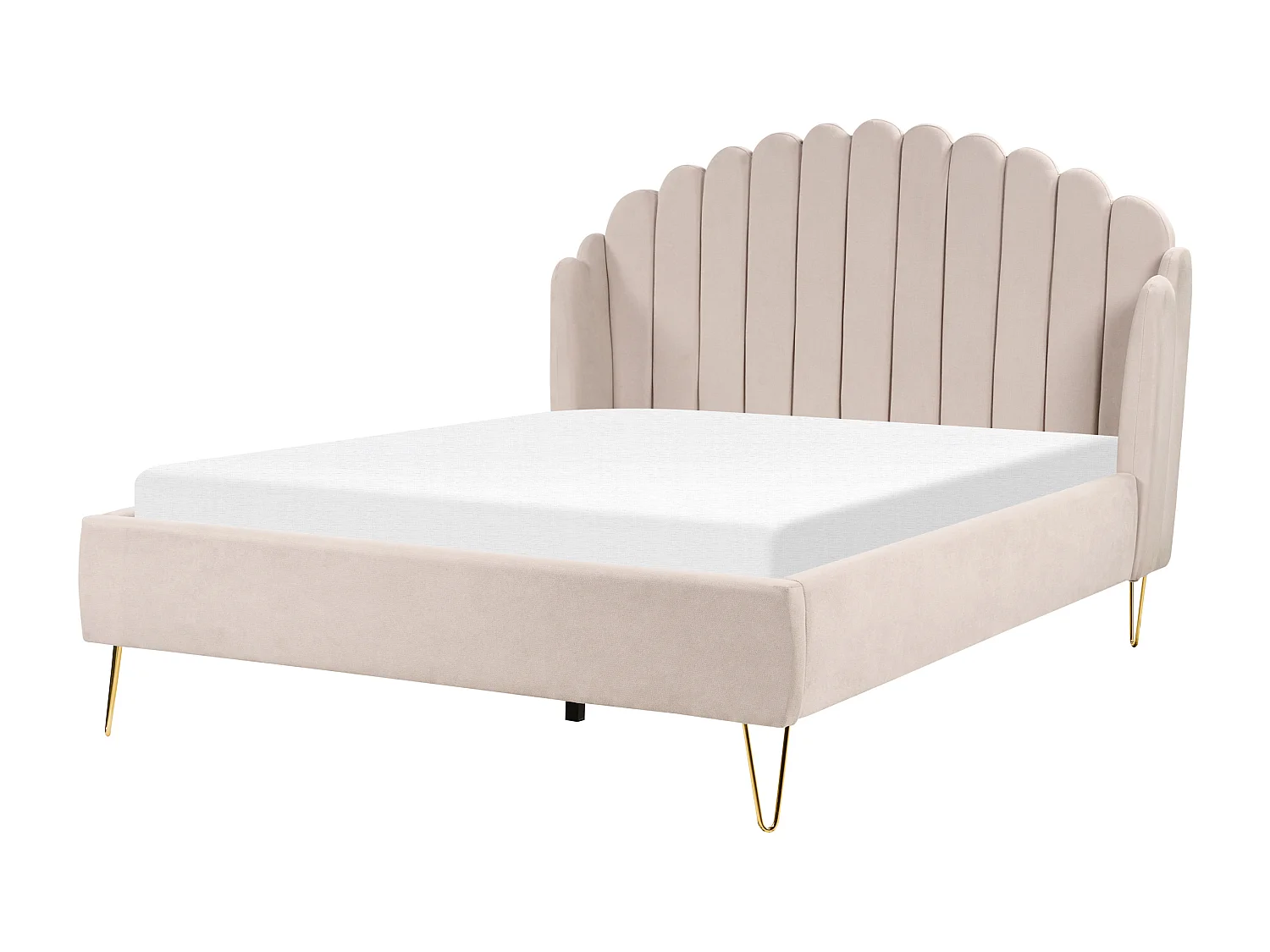 Lit avec sommier Tissu AMBILLOU 140 x 200 cm Beige clair