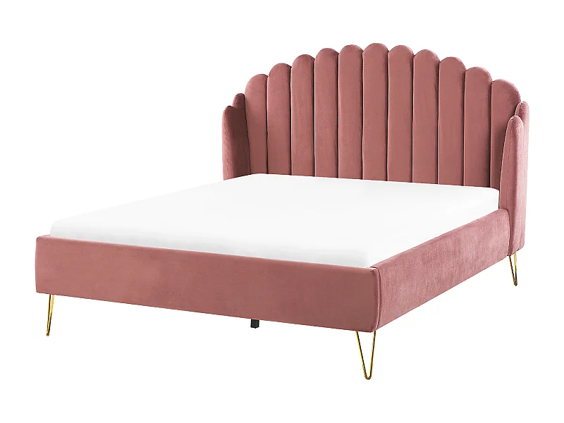 Cama Veludo AMBILLOU 140 x 200 cm Rosa