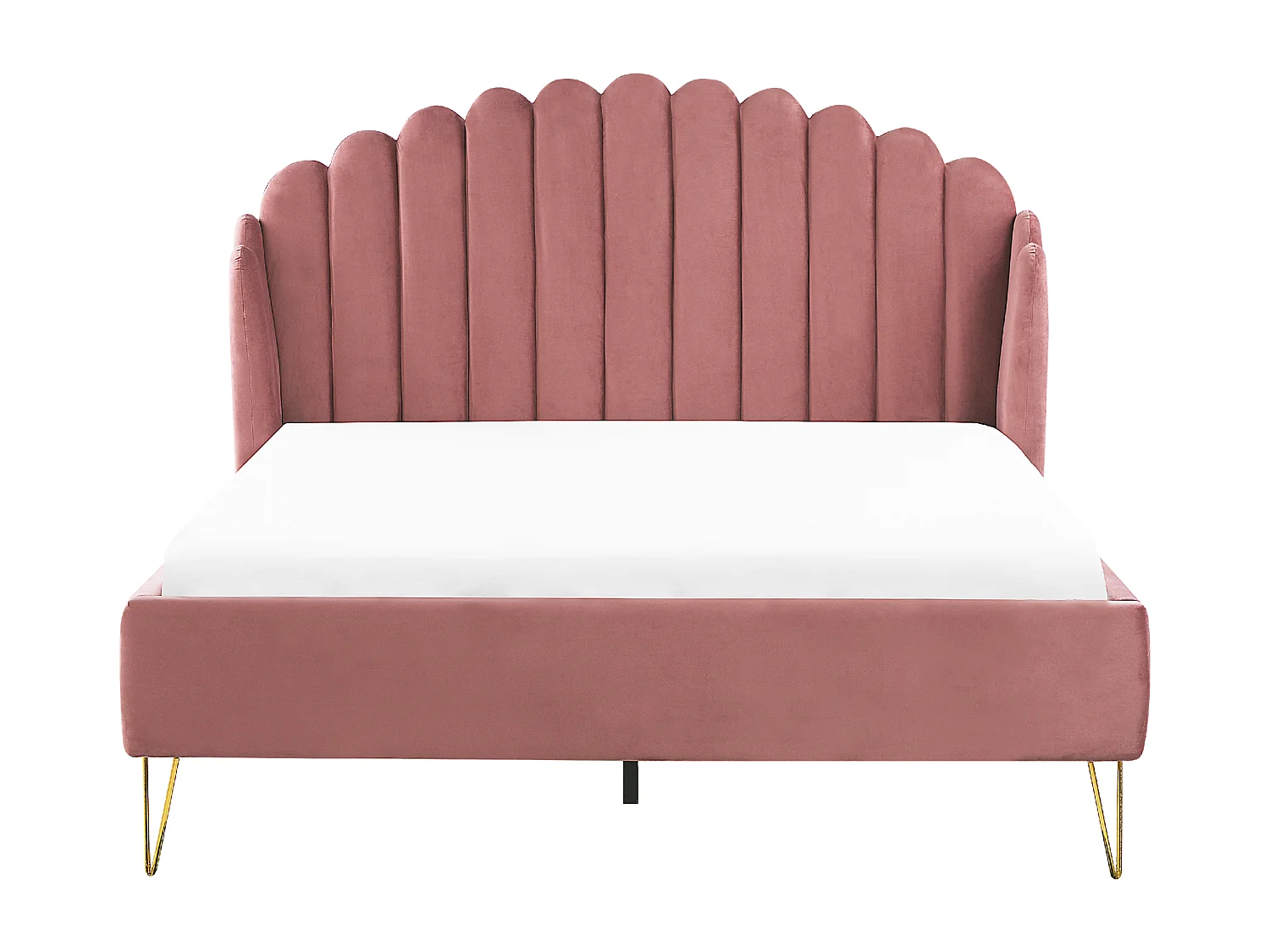 Polsterbett Samtstoff rosa mit Lattenrost vertikale Steppung 140x200 cm Ambillou