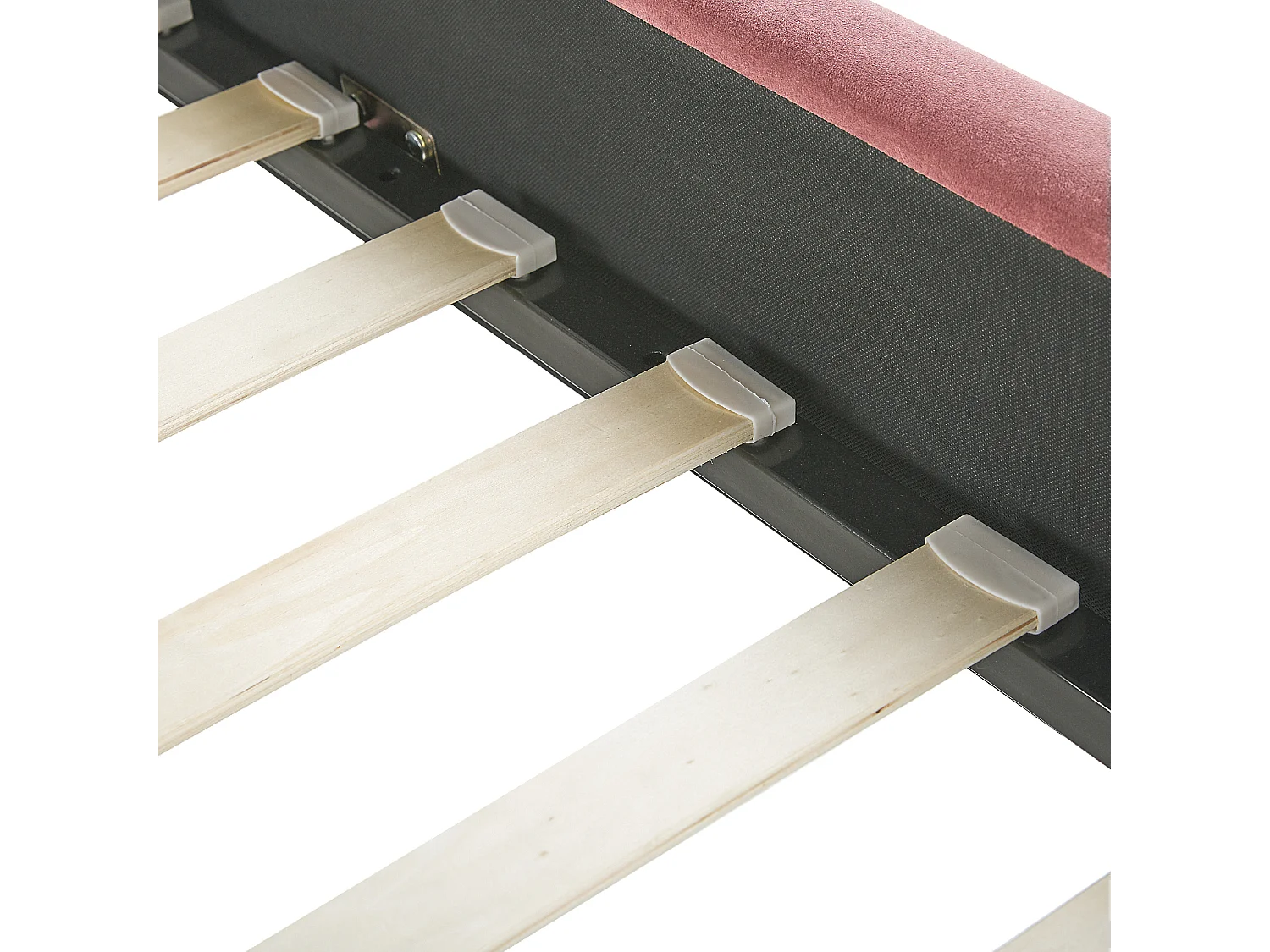 Polsterbett Samtstoff rosa mit Lattenrost vertikale Steppung 140x200 cm Ambillou