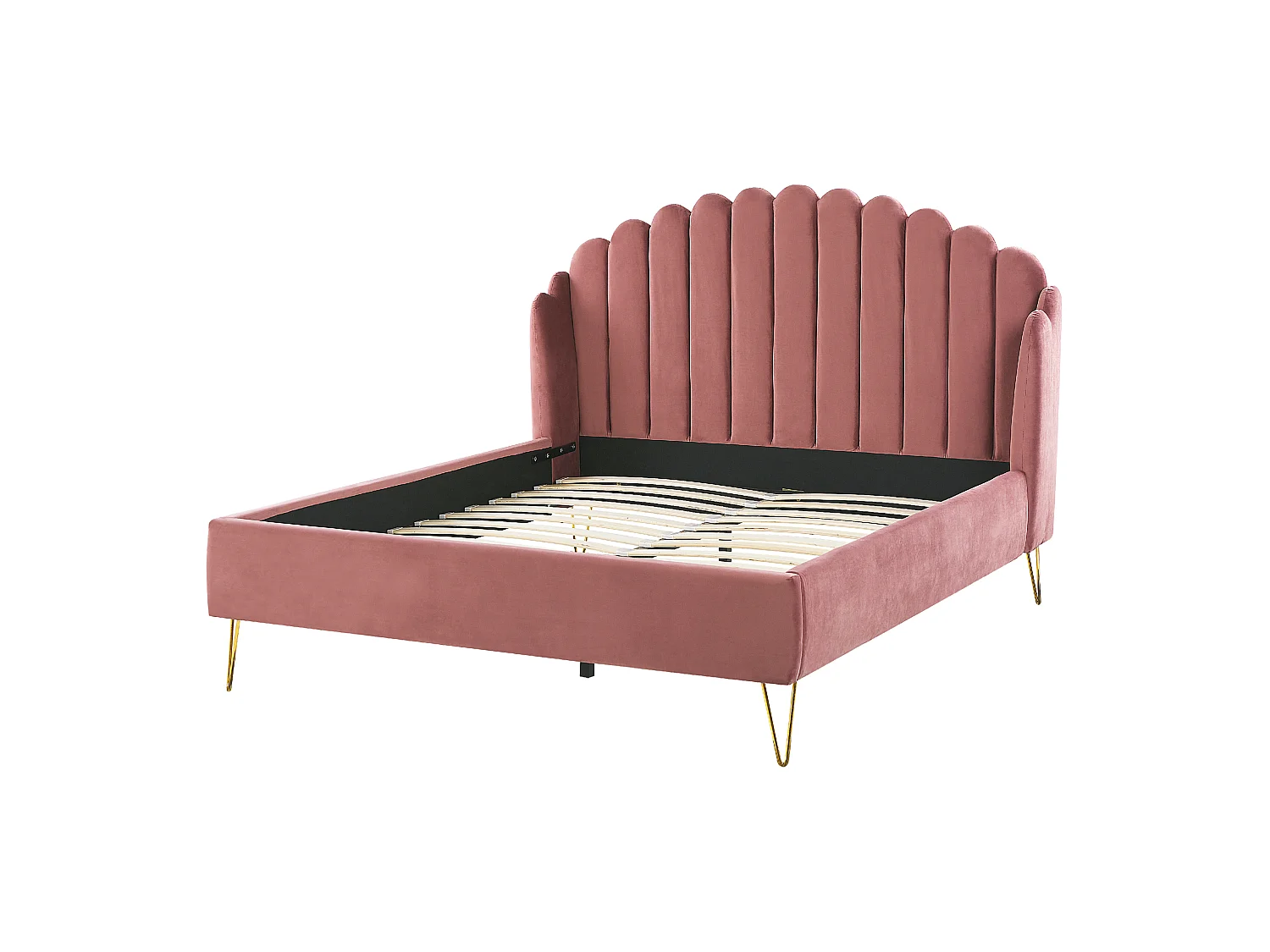 Bed Velvet AMBILLOU 140 x 200 cm (EU Double) Pink