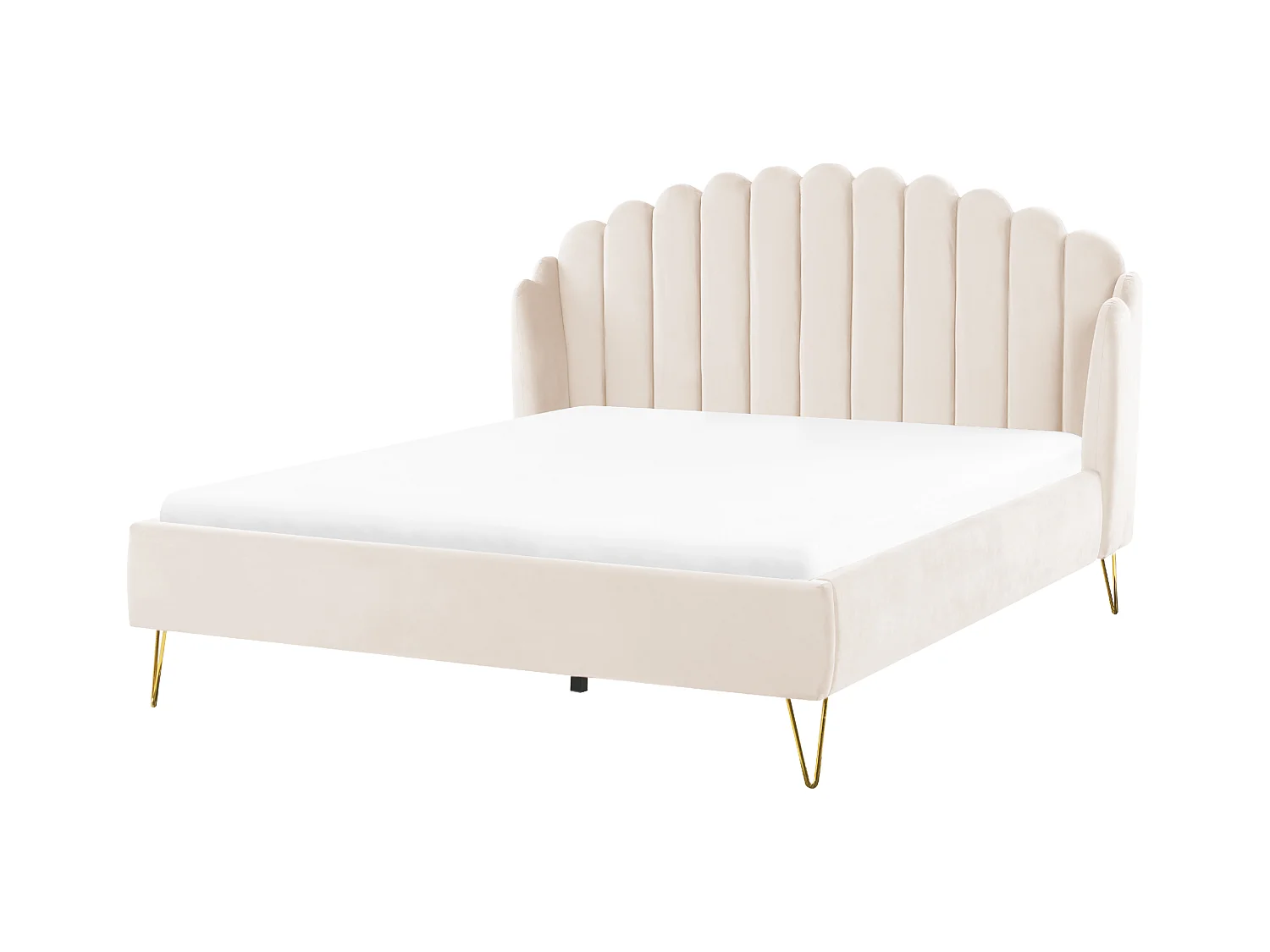 Lit avec sommier Velours AMBILLOU 180 x 200 cm Beige clair