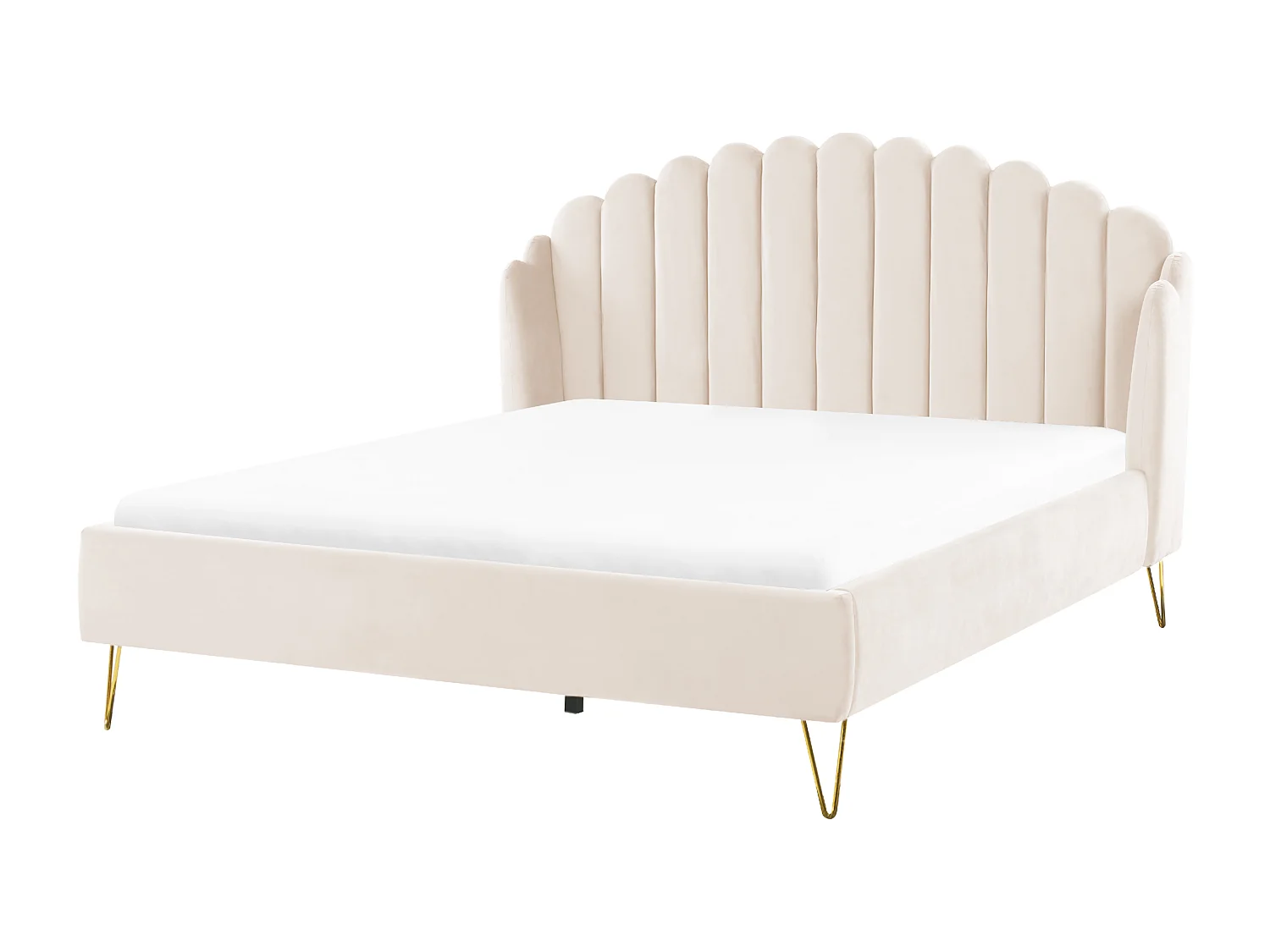 Bed Fluweel AMBILLOU 180 x 200 cm Lichtbeige