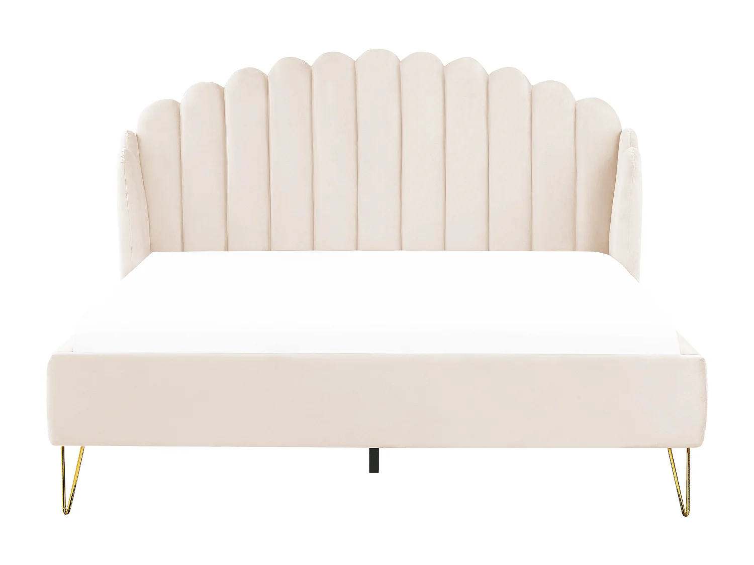 Bed Fluweel AMBILLOU 180 x 200 cm Lichtbeige