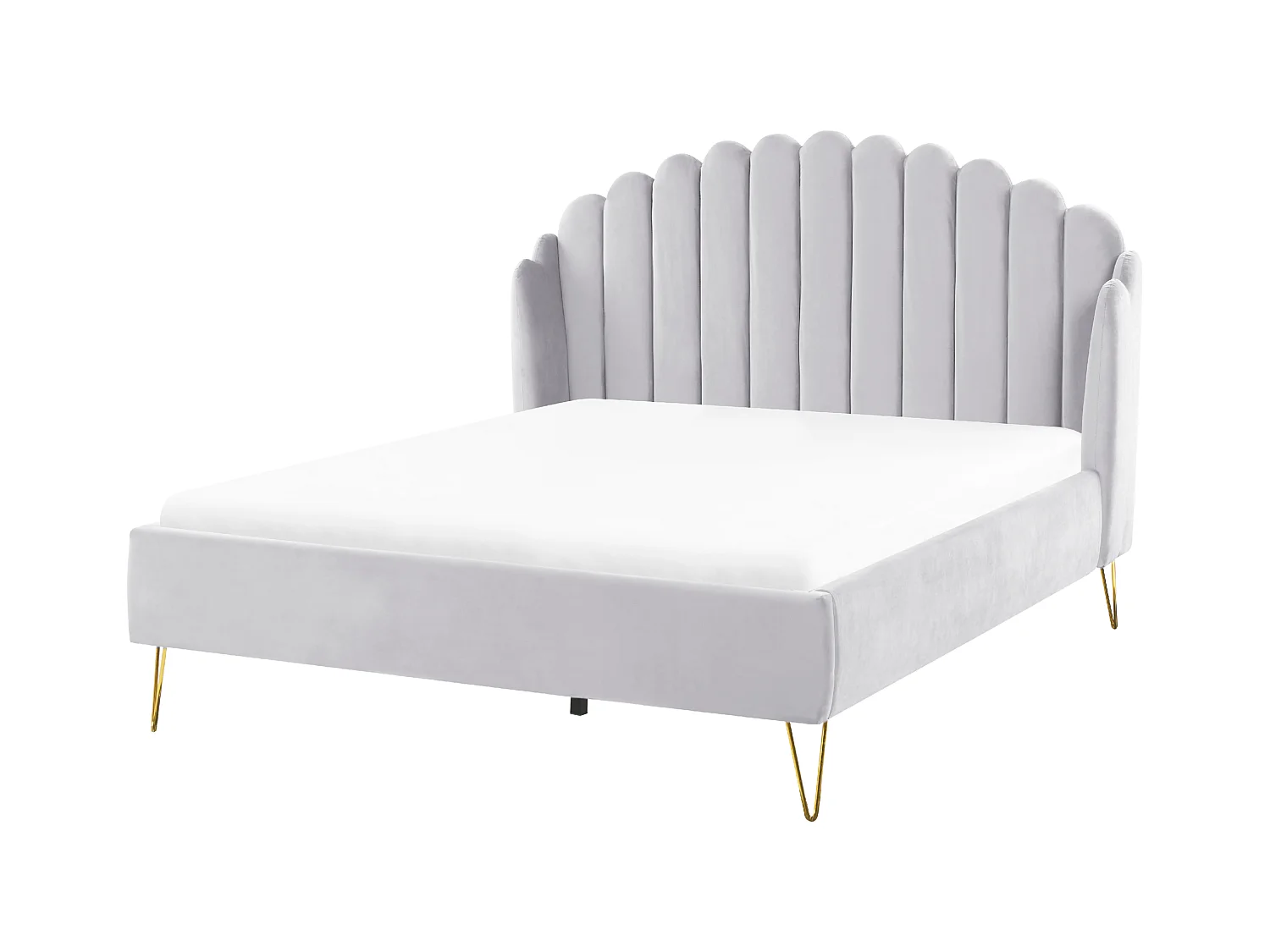 Letto Velluto AMBILLOU 140 x 200 cm Grigio chiaro