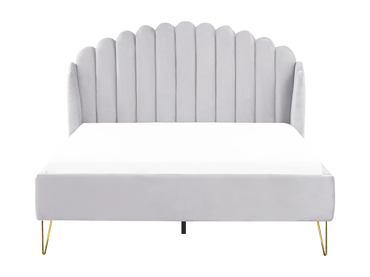 Lit avec sommier Velours AMBILLOU 140 x 200 cm Gris clair