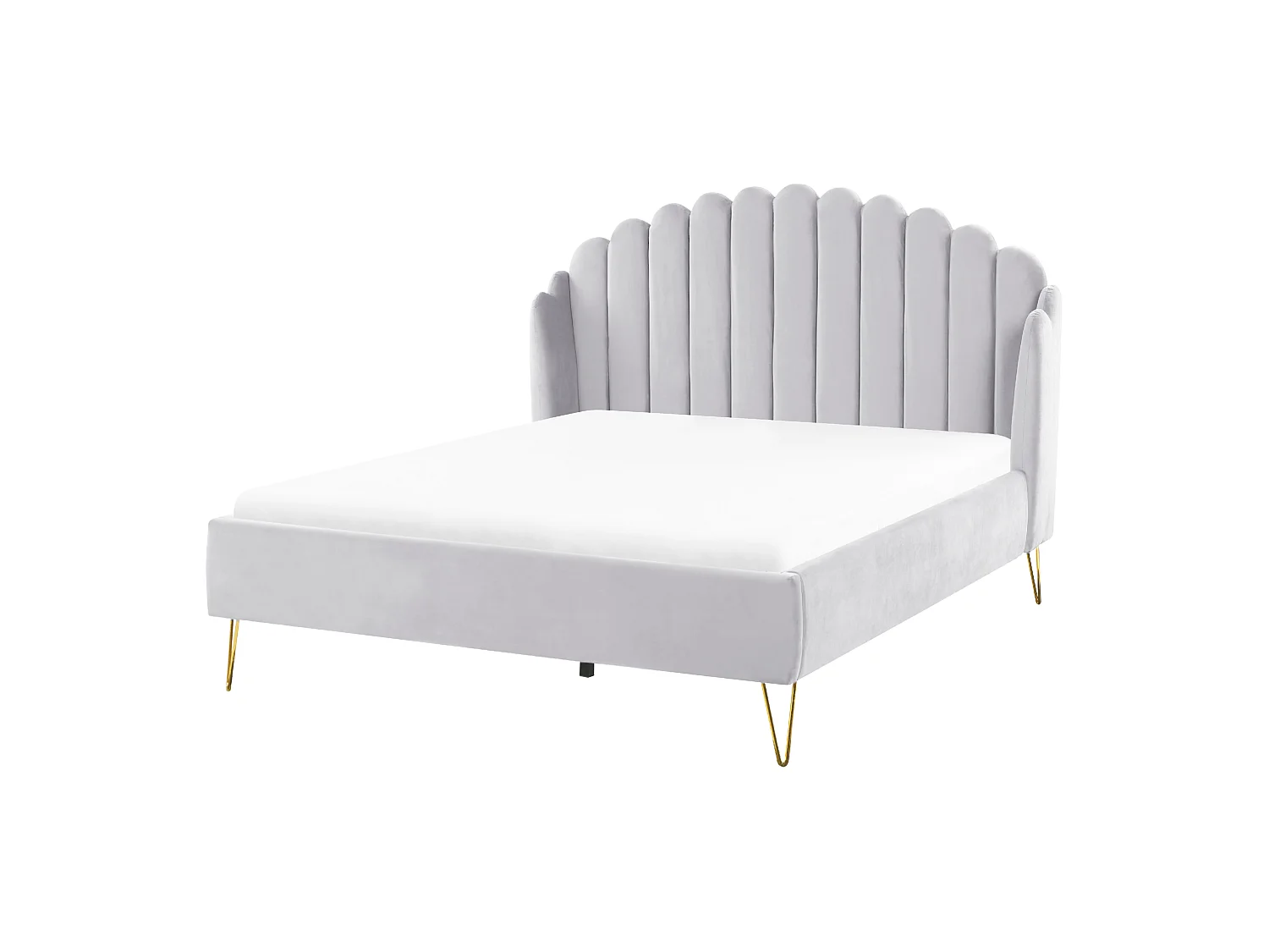 Bed Fluweel AMBILLOU 140 x 200 cm Lichtgrijs