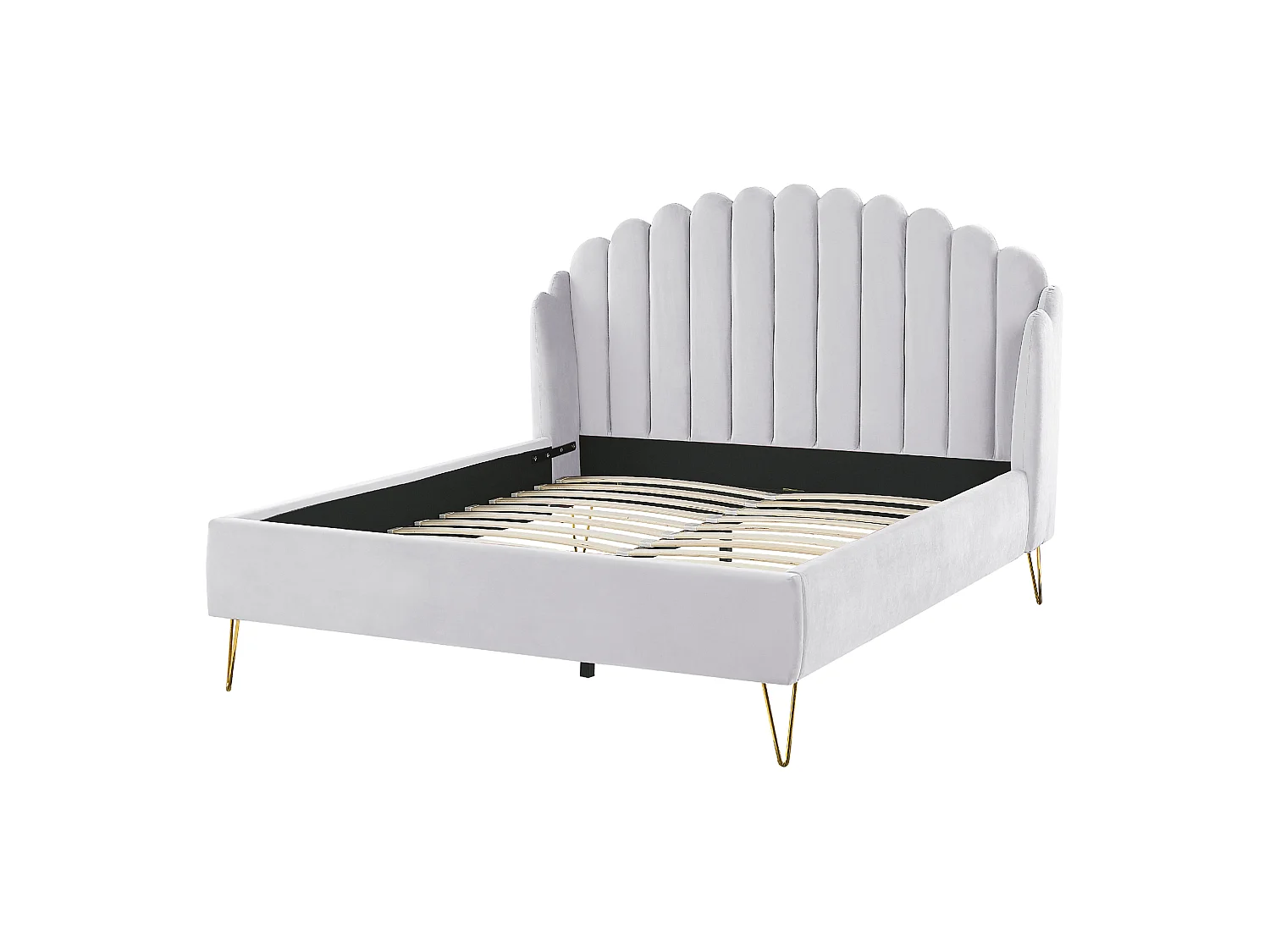 Bed Fluweel AMBILLOU 140 x 200 cm Lichtgrijs
