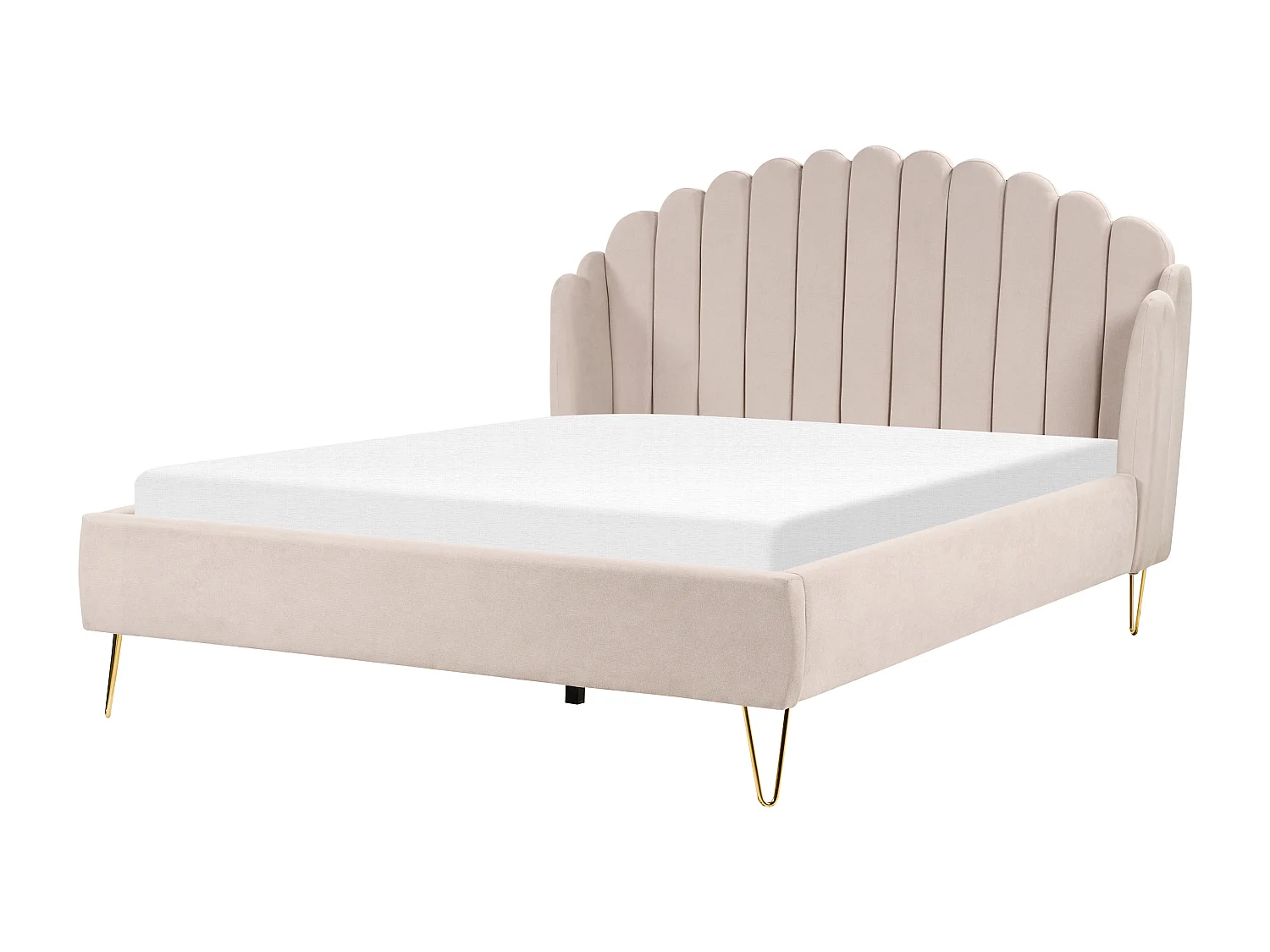 Lit avec sommier Tissu AMBILLOU 180 x 200 cm Beige clair