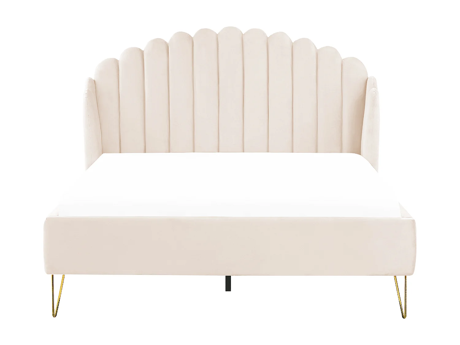 Lit avec sommier Velours AMBILLOU 140 x 200 cm Beige clair