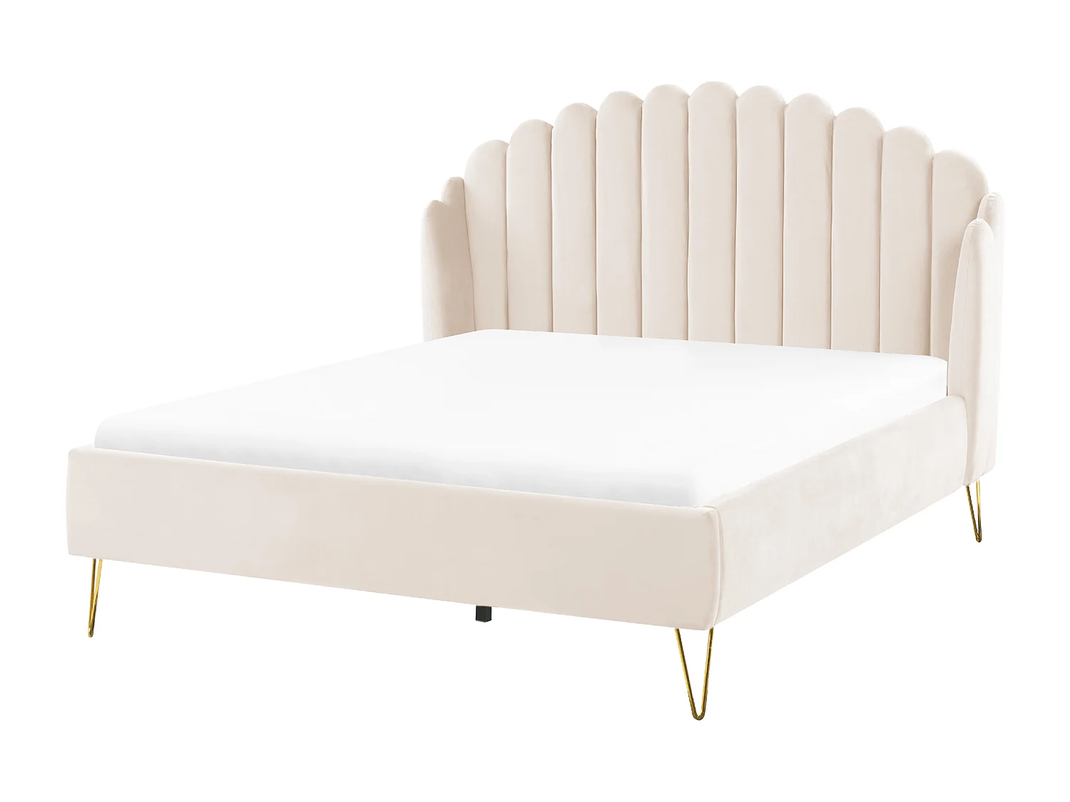 Lit avec sommier Velours AMBILLOU 140 x 200 cm Beige clair