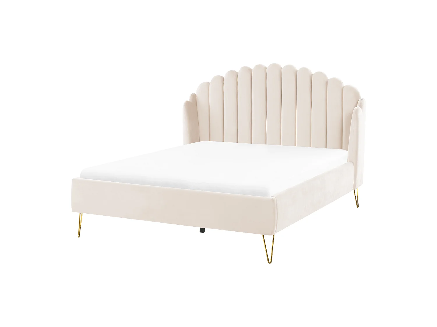 Bed Velvet AMBILLOU 140 x 200 cm (EU Double) Light Beige