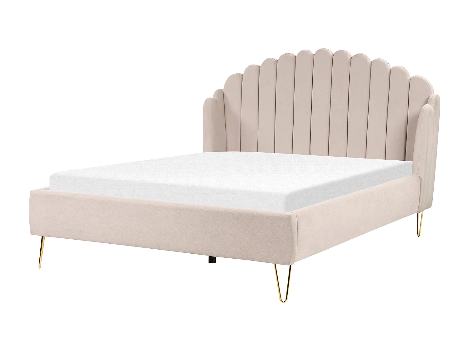 Lit avec sommier Tissu AMBILLOU 160 x 200 cm Beige clair