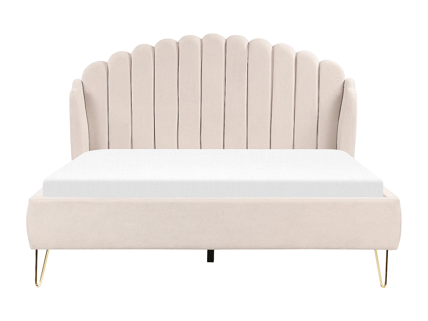 Lit avec sommier Tissu AMBILLOU 160 x 200 cm Beige clair