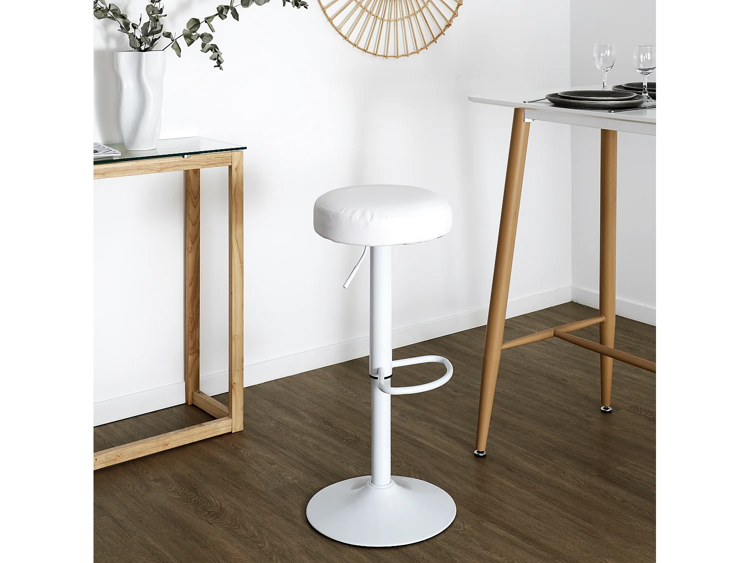 Tabouret De Bar Reglable Mumford Blanc - Lot De 2 Blanc