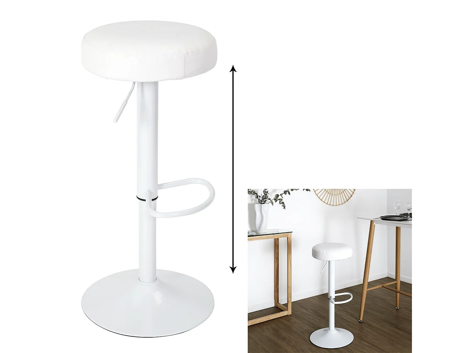 Tabouret De Bar Reglable Mumford Blanc - Lot De 2 Blanc